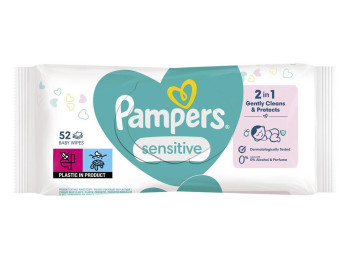 Детские влажные салфетки Pampers Sensitive, 52шт