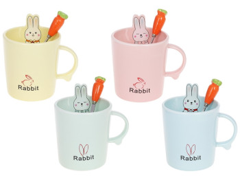 Чашка Rabbit, з ложкою, 380мл, 4 дизайни (ціна за 1шт)