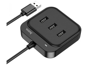 Хаб USB Hoco HB31 Easy 4-in-1 converter(USB to USB2.0*4)(L=1.2M) Колір Чорний