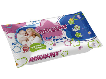 Вологі серветки дитячі "Discount" "З екстрактом ромашки" 40 шт