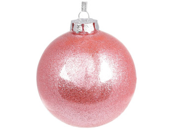 Елочный шар 10см, цвет - розовый с глиттером внутри
