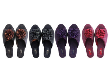 Тапочки жен. мягк. с откр. носком на полиуретановой танкетке (36 р., маломерят) (3 расцветки)