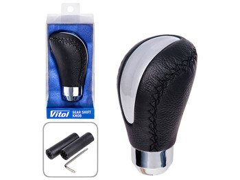 Ручка коробки передач декоративна AX-J2381, шкіра, чорна