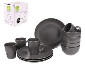 Набор столовой посуды, керамика, 26см, 16,5см, чашка 420мл, цвет черный (цена за набор 12 предметов)