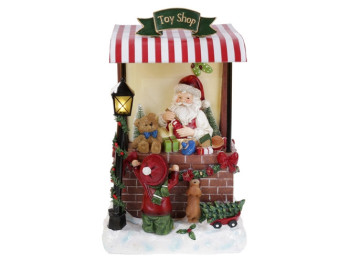 Декор новорічний Санта в магазині іграшок з LED - підсвічуванням, на батарейках 3хААА (в комплект не