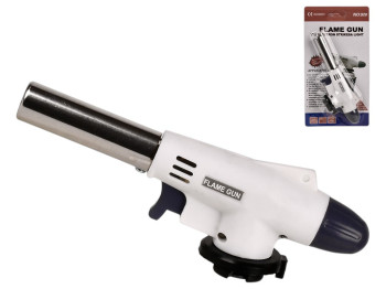 Горелка газовая автоматическая с пьезорозжигом, металл и пластик, 18см, цвет белый