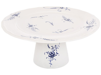 Блюдо на подставке Azure Blossom, фарфоровое, для торта и десертов, D27×12 см