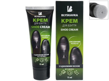 Крем Blyskavka, для обуви, с пчелиным воском и аппликатором, 75мл, цвет прозрачный
