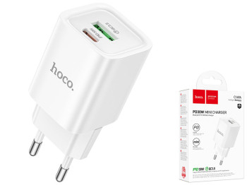 Сетевое зарядное устройство Hoco C149A 1USB/1USB-C PD/QC 30W, цвет белый