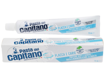 Зубна паста Pasta del Capitano Placca e Carie Проти карієсу та зубного нальоту, імбир 75мл