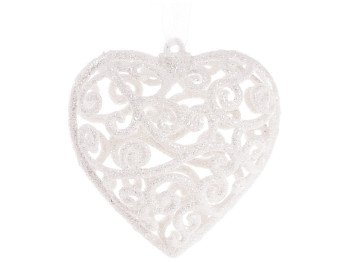 Ялинкова прикраса Серце 7,5х8см, колір - білий