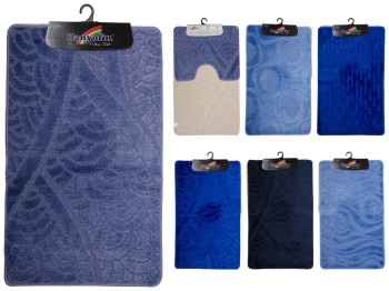 Комплект ковриков в ванную Banyolin CLASSIC (синий) прорезиненных, ворс 11мм, 100х60см, 60х50см 2шт