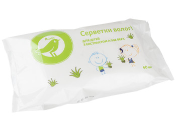 Влажные салфетки детские Ашан с экстрактом алоэ вера 60шт