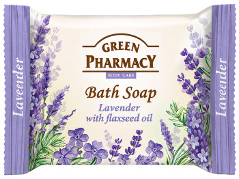 Мыло твердое Green Pharmacy, с экстрактом лаванды и льняным маслом, 100г