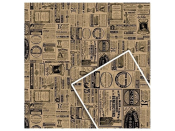 Бумага упаковочная крафт Газета на буром, 70x100см, 10л/уп