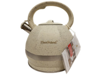 Чайник HausRoland со свистком, нержавеющая сталь, нейлон, 3л, цвет кремовый