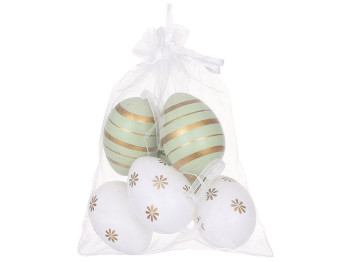 Набір підвісок Яйця великодні в мішечку, 4х6см (набір 6шт)