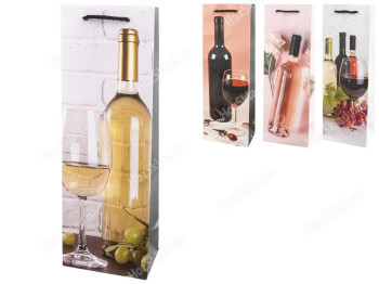 Пакет подарочный бумажный под бутылку Wine collection, 36x12x9см