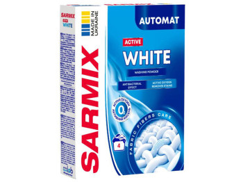 Стиральный порошок Sarmix, белое бельё, ручная и автоматическая стирка, 300 г, 4 стирки