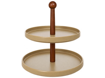 Подставка для десертов двухъярусная Natural Serving Grey с ручкой, 26,5×26,5×26 см