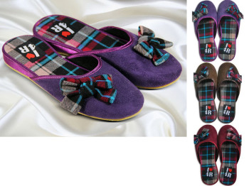 Тапочки подрост. мягк. с закр. носком на полиуретановой полутанкетке (32 р., маломерят) (3 расцветки