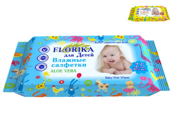 Влажные салфетки детские Florica "Алое вера" 15шт