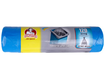 Пакеты для мусора Помічниця, 120л, 10шт, LDPE, 70х110см, синие