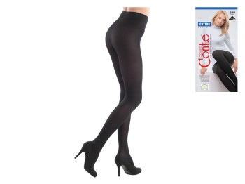 Колготки женские хлопковые Conte "Cotton" 400 den, размер 4, цвет nero (черный)