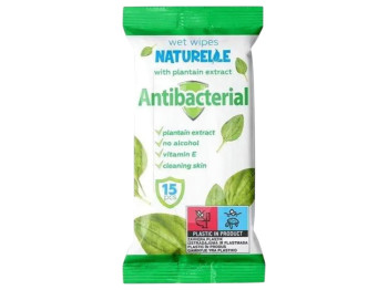 Салфетки влажные антибактериальные Naturelle с экстрактом подорожника, 15шт