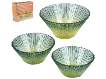 Набір салатників скляних Emerald, 12см, 15см (ціна за 3шт)