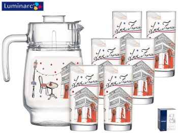 Набор для напитков Luminarc Love France Red графин 1,6л и 6 стаканов 270мл (цена за 7пр.) 69620