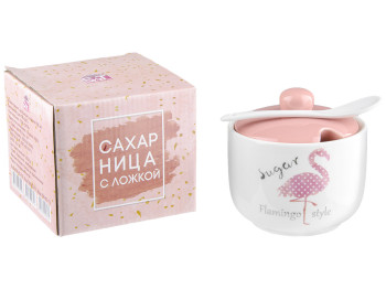 Сахарница с ложкой Фламинго 11,2х11,2х11,2см 520мл