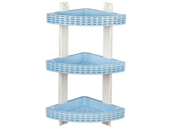 Полиця R plastic Ротанг, кутова, 3 яруси, голуба, 12303