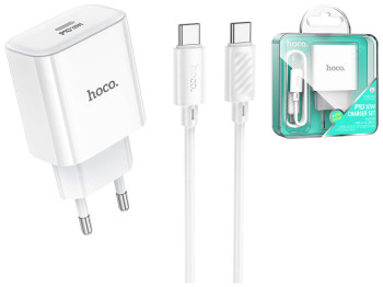 Сетевое зарядное устройство Hoco C76A Pro 1Type-C PD/QC 30W+Type-C to Type-C, Цвет Белый