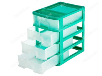 Комод настільний R-Plastic А4 на 4 шухляди, мята, 35x25,5x38см, 03407