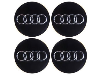 Наклейки на ковпаки AUDI, 9см, чорні, 4шт