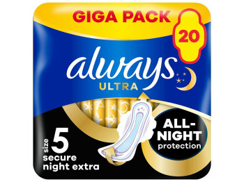 Прокладки гигиенические Always Ultra Secure Night Extra, 8 капель, 20шт