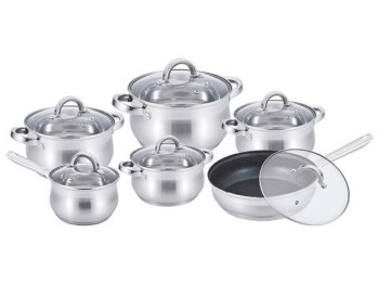 Набор посуды Benson, из нержавеющей стали (цена за набор 12 предметов)