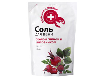Сіль для ванн "Домашній доктор" з білою глиною і шипшиною дой-пак 500г