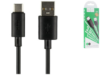 Кабель USB Hoco X88 Gratified Type C 3A, Чёрный