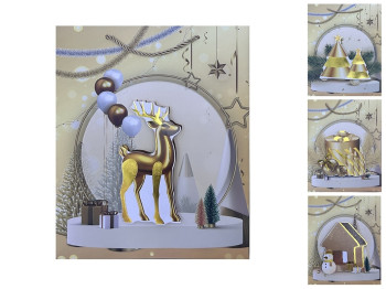 Пакет новогодний бумажный L New Year 3D, 31х40х12см