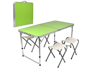 Стіл-чемодан (мдф, алюмінієвий каркас, 4 стільці) 120х60х70см