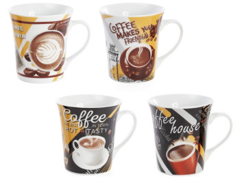 Чашка Coffee, 4 дизайни, 375мл (ціна за 1шт)
