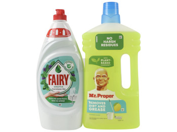 Набор средств Fairy Sensitive, Mr. Proper, 900мл, 1л (цена за набор 2шт)