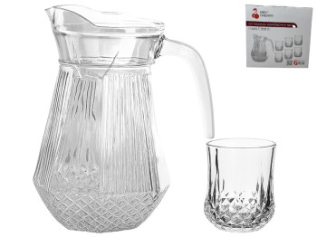 Набір скляного посуду Прохолода, глечик+6 склянок, 1300мл, 225мл, прозорий (ціна за 7попер.)