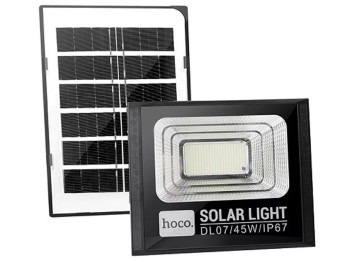 Уличный светильник Hoco DL07 Plus 45W, аккумулятор 5000mAh, пульт управления, цвет черный