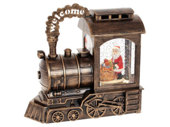 Декор новогодний Паровоз Санты, с LED подсветкой и летящим глиттером, 24,5см