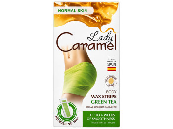 Восковые полоски для депиляции Lady Caramel, с экстрактом зеленого чая, 16шт