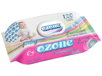 Вологі серветки дитячі антибактеріальні Ozone PREMIUM "З екстр. ромашки" 120шт клапан 