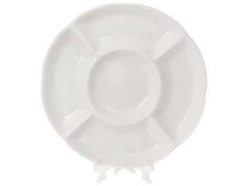 Менажница фарфоровая на пять секций Рулетка, 20см, цвет - белый